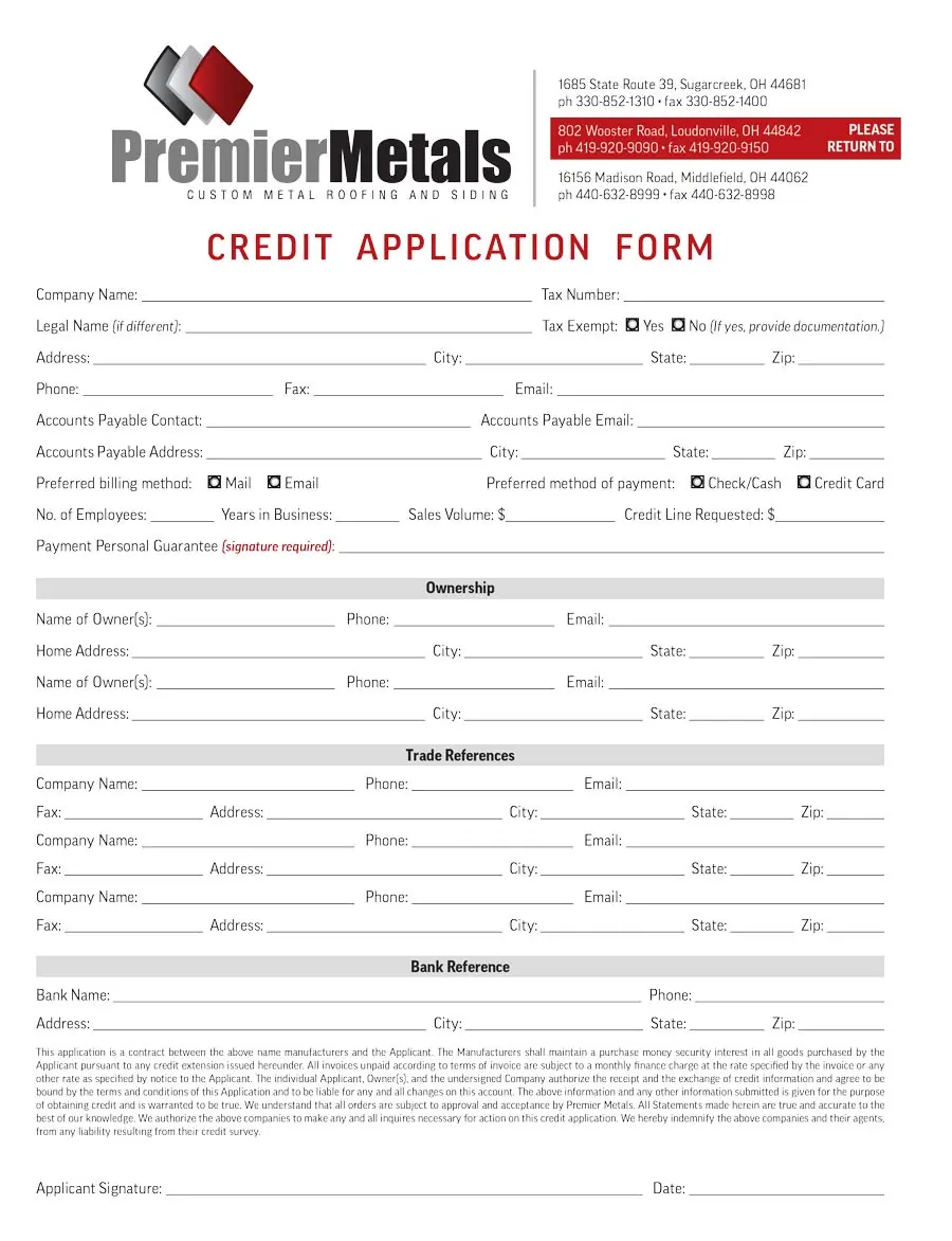 Credit Application Loudonville