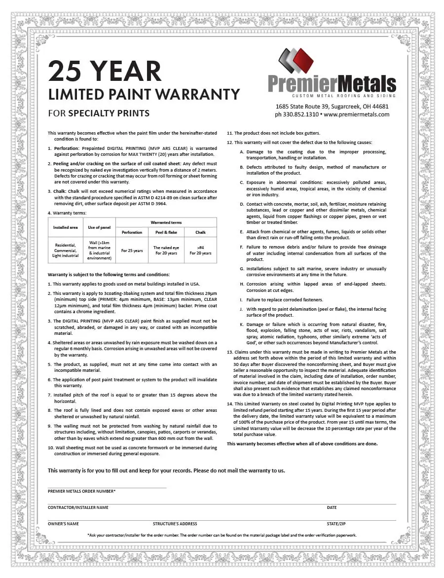 Limited Paint Warranty