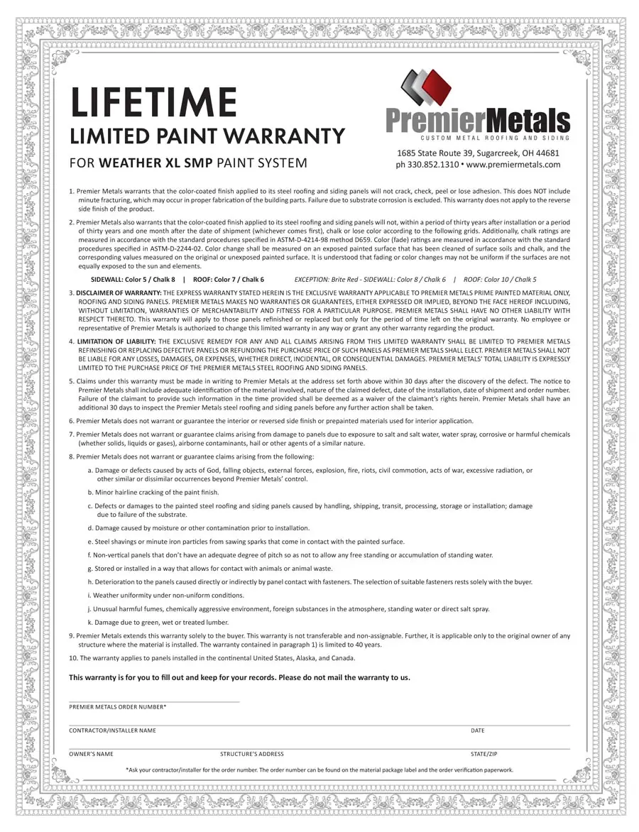 Weatherxl Lifetime Warranty
